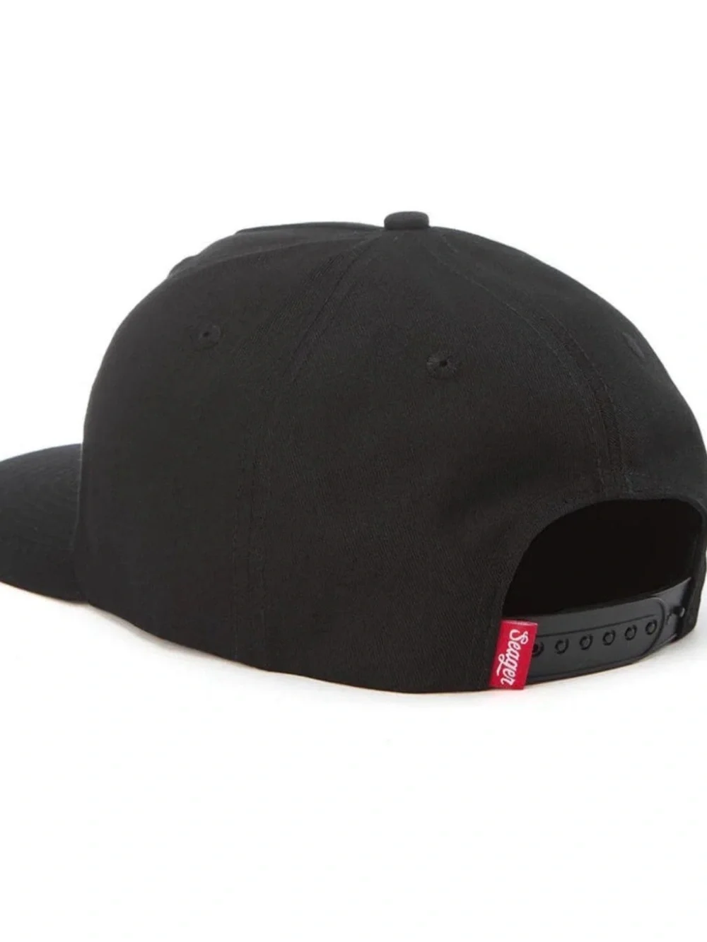 Seager NWT Black Snapback Hat with Red & White Patch Logo